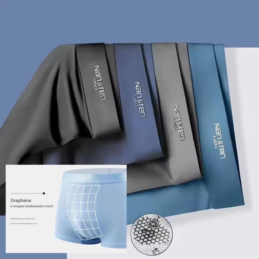 メンズ ボクサー パンツ アイスシルク 通気性 下着 4枚セット 吸汗速乾 ストレッチ 5xl