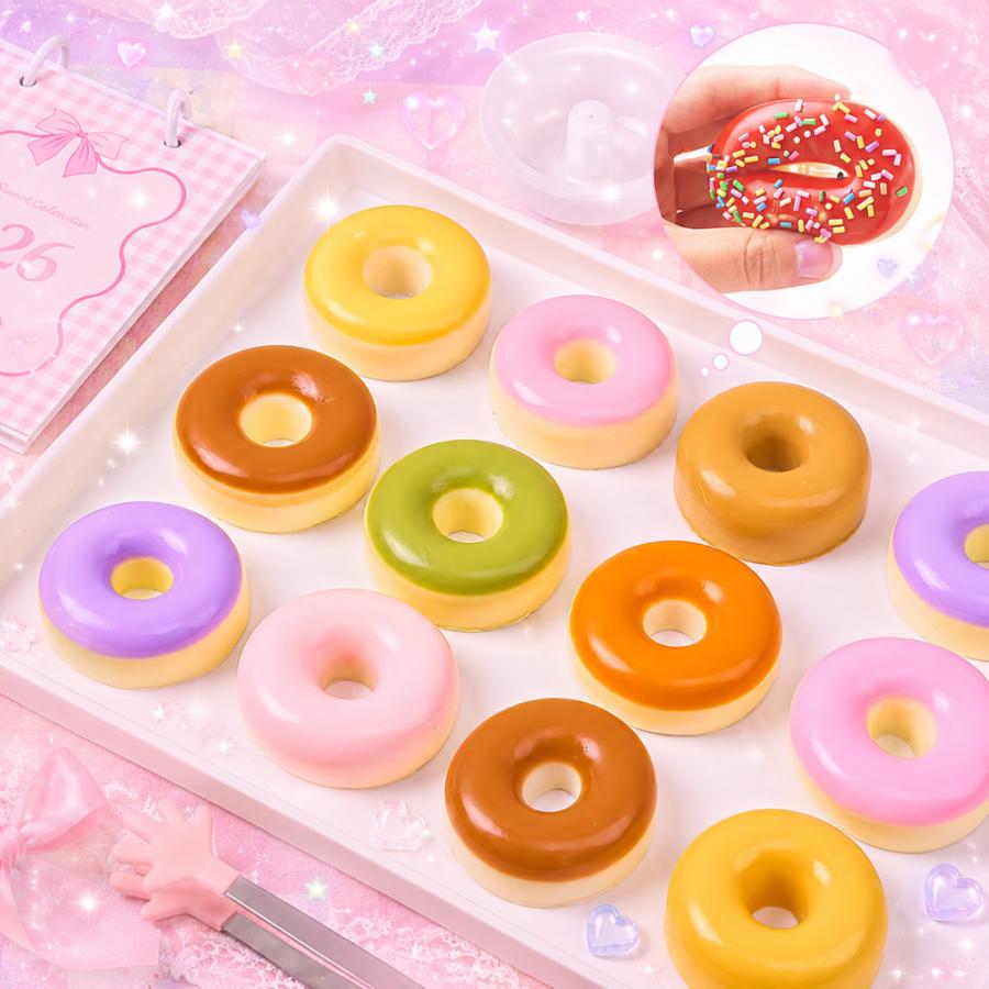 スクイーズ 樹脂粘土 シリコンモールド 着色剤セット クリームサンドドーナツ スクイーズ 手作り キット 工作 簡単 ドーナツ デザート 自由研究