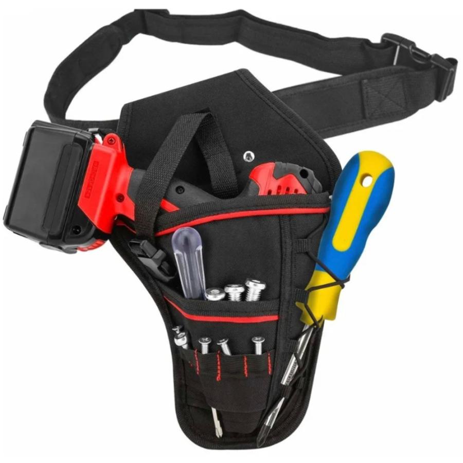 多機能 ウエスト ポーチ 工具 バッグ 防水 ドリル ツール 電気 ベルト レンチ レッド