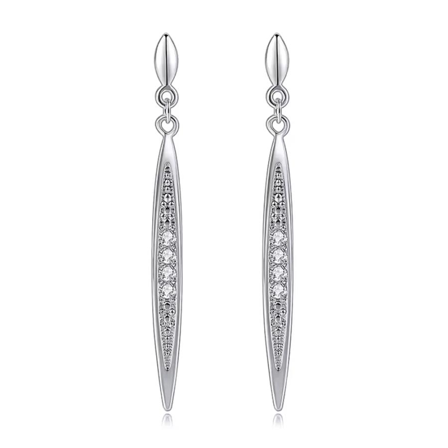 ピアス レディース ロング 揺れる 18K シルバー Stellux ラインストー