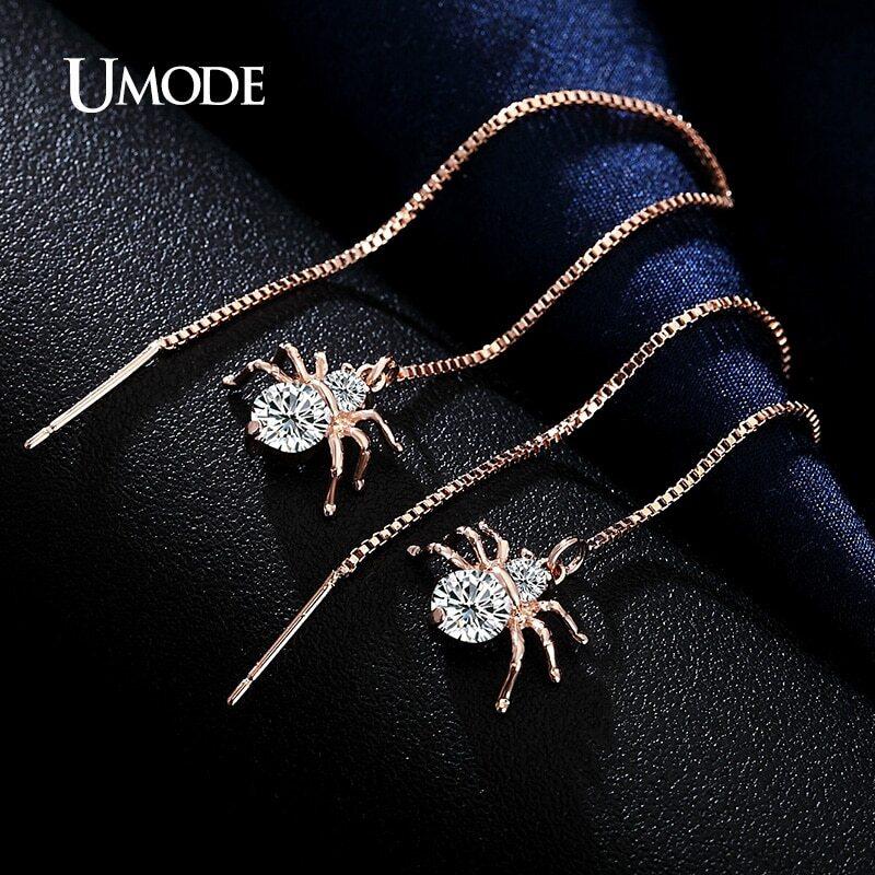 UMODE スパイダー ピアス ドロップピアス ローズゴールド ジュエリー お洒落 パーティー    ローズゴールドカラー