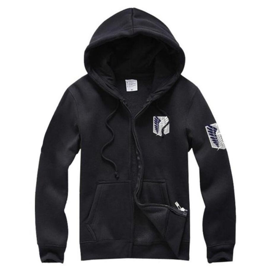 進撃の巨人 自由の翼 パーカー フード付き コスプレ 衣装 スウェット 秋冬  ブラックL