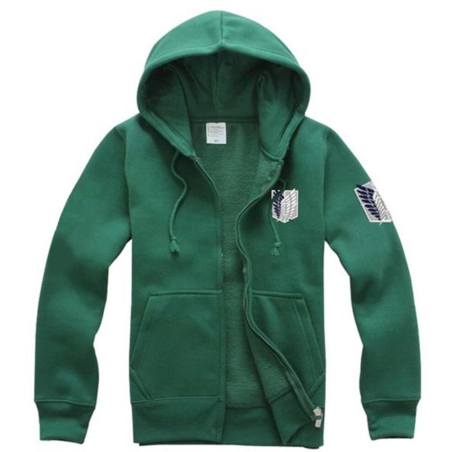 進撃の巨人 自由の翼 風 パーカー フード付き コスプレ 衣装 スウェット 秋 グリーンS