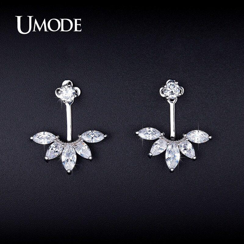 UMODE ピアス レディース シルバー フラワーデザイン AAAジルコン マーキスカット 上品 