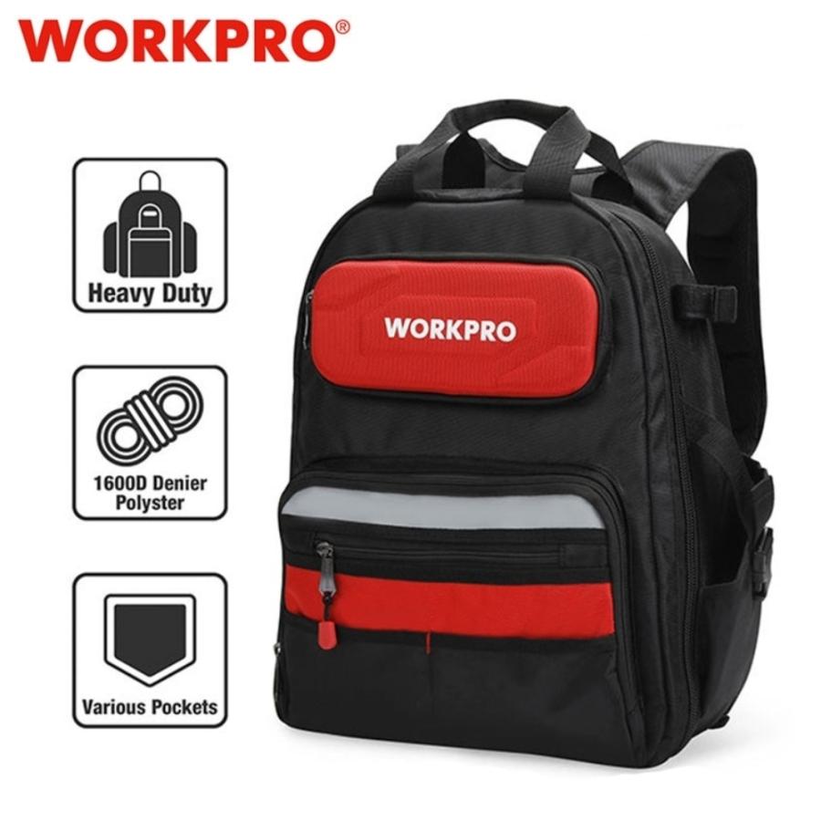 Workpro 工具 17インチ 60 収納 ポケット 防水  カッター 多機能 バックパック  