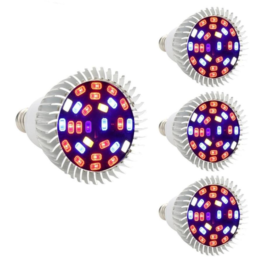 植物 育成 LED ライト ホワイト ブルー レッド UV 4個セット 100V 成長 E2  28W E27