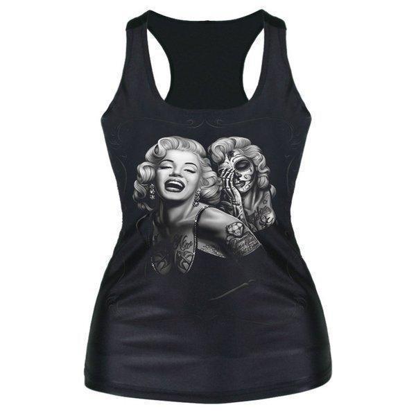 タンクトップ ノースリーブ レディース ファッション パンクスタイル マリリンモンロー クラブウェア  L
