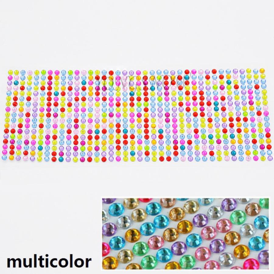 クリスタルステッカー シール 5mm ラインストーン DIY デコレーション スマホ かわいい マルチカラー