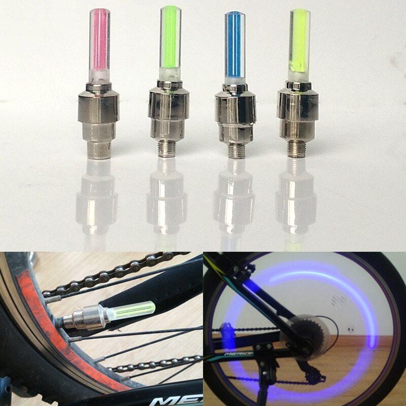 自転車ライト マウンテン ロードバイク タイヤライト LED バルブキャップ 安全警告