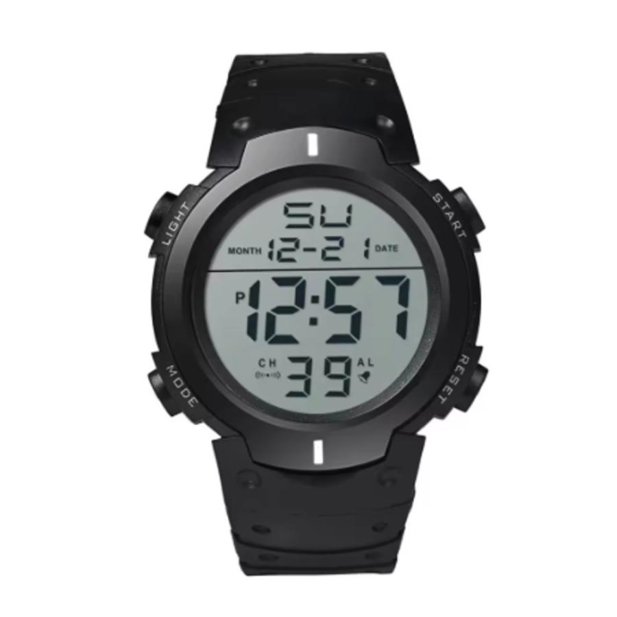 HONHX スポーツ 腕時計 子供 デジタル LEDウォッチ キッズ 生活防水 ゴム ブラック