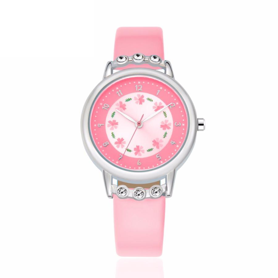 子供 腕時計 女の子 キッズウォッチ カジュアル 腕時計 子ども かわいい 花 学生  ピンク