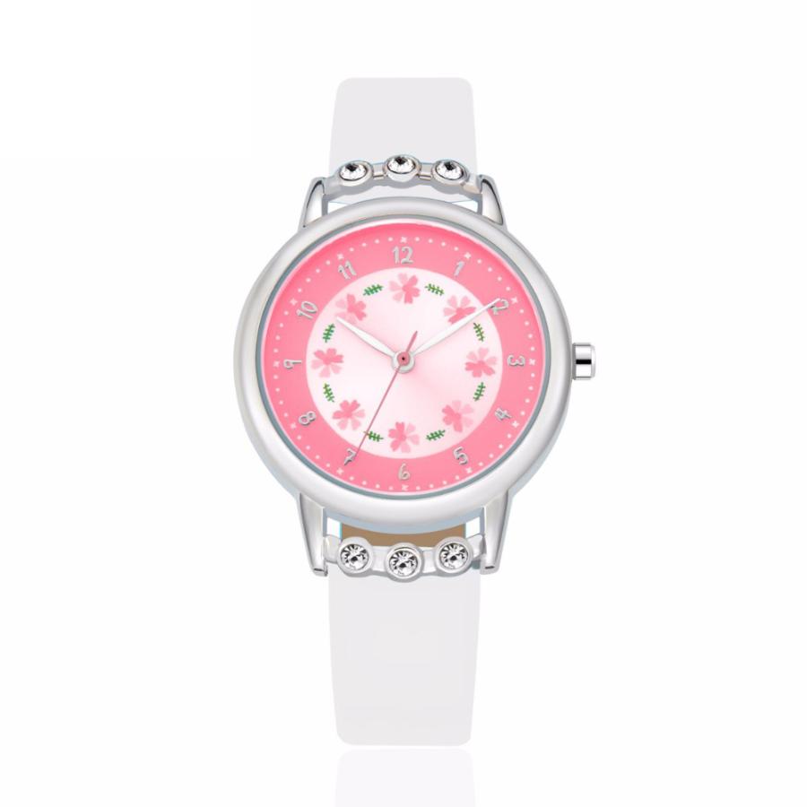 腕時計 かわいい カジュアル 子ども 女の子 学生 生活防水 PUレザーストラップ キッズ 白