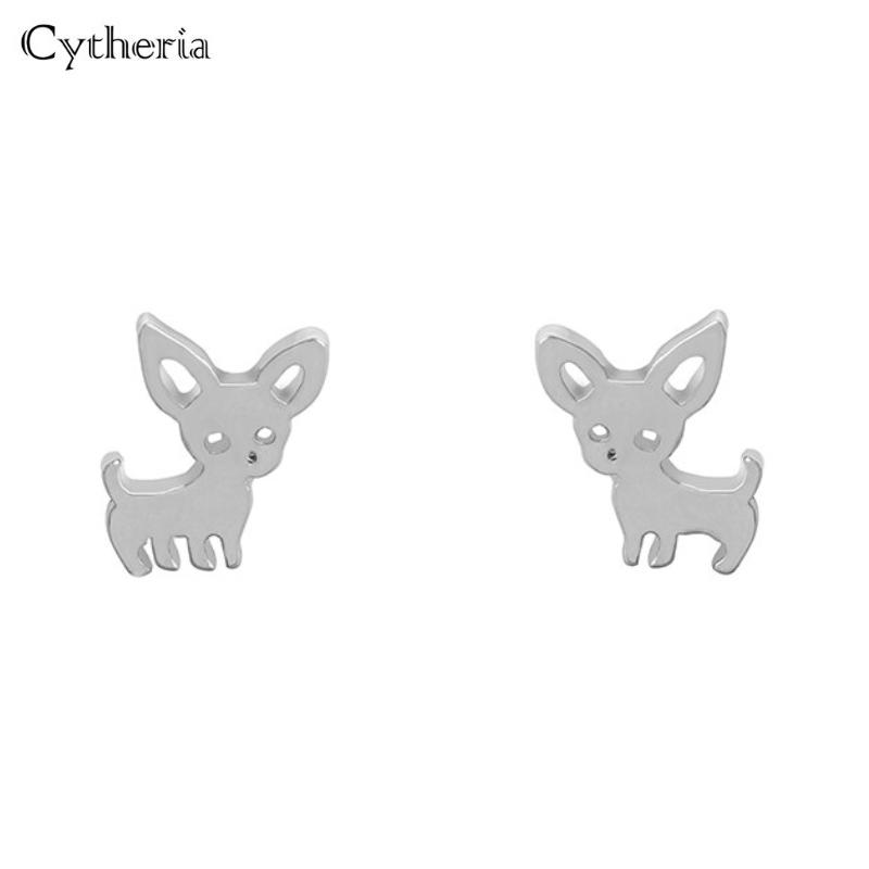 チワワ ピアス 犬 モチーフ アクセサリー かわいい レディース 小ぶり スタッドピアス 銀