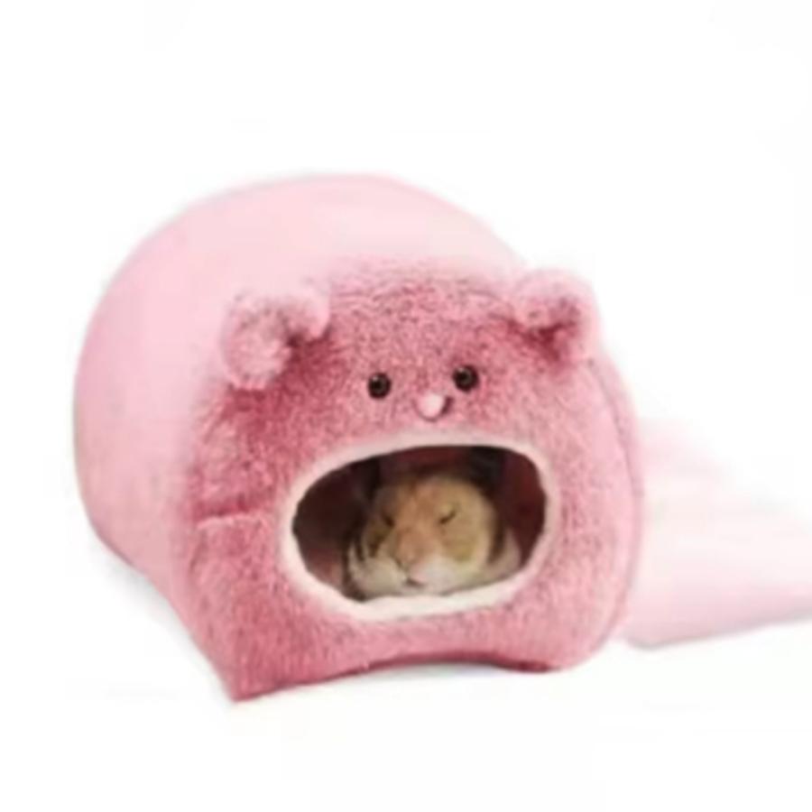 ハムスター ハウス ケージ ペット 小動物 ベッド 冬 家 暖かい 吊りケージ 巣 寝床  ピンク