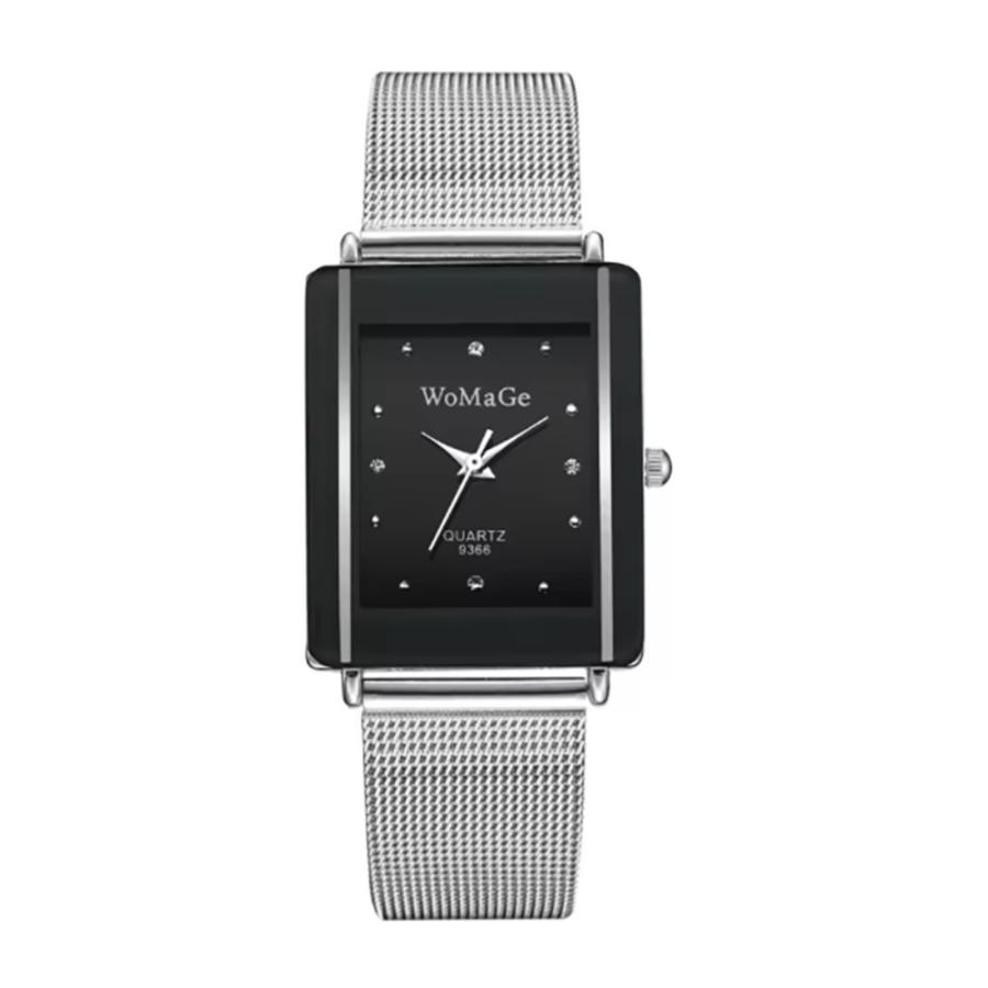 レディース 腕時計 クォーツ スリム ファッション ビジネス カジュアル 長方形  ブラック