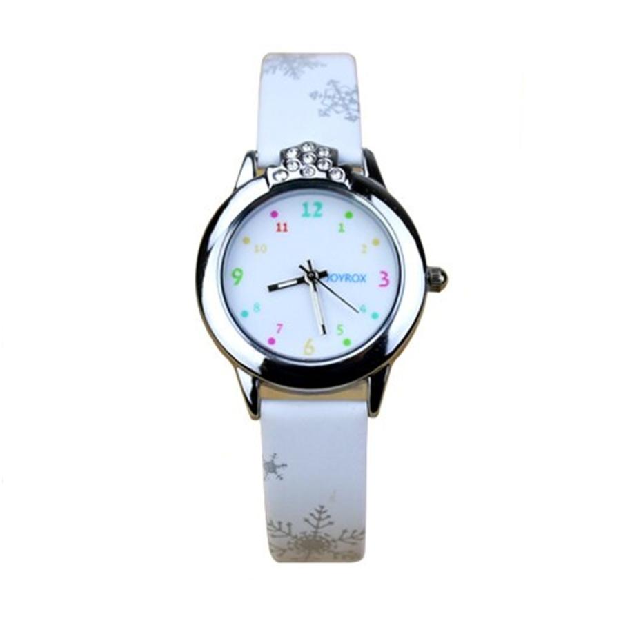 腕時計 雪 結晶 子供 キッズ 女の子 レザー 卒園祝 入学祝 プレゼント ギフト 白
