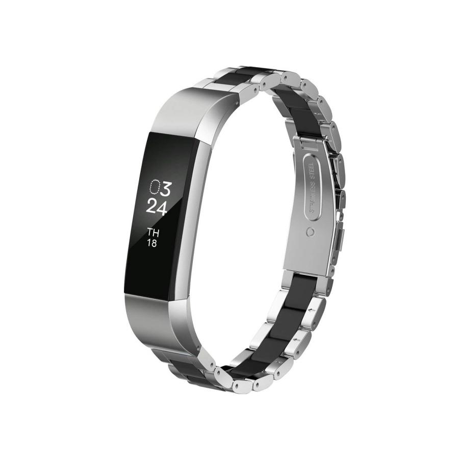 fitbit alta スマートウォッチ 交換ベルト シルバーホワイト 金属ベルト  ブラック
