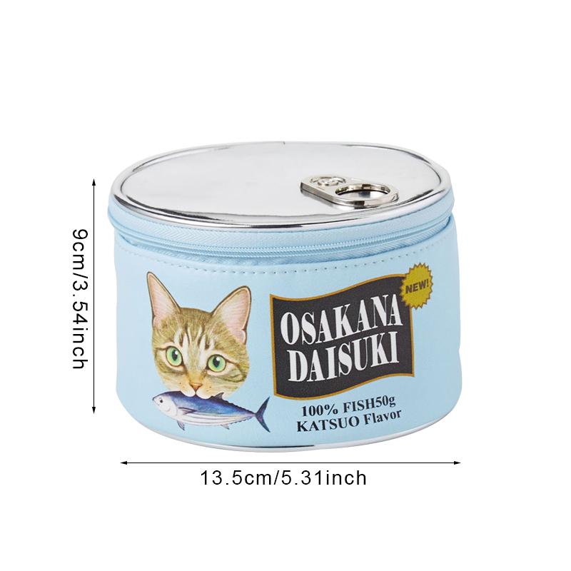 猫缶 ポーチ 化粧 コスメ 小物入れ アクセサリーケース かわいい 猫 メイクポーチ  スカイブルー