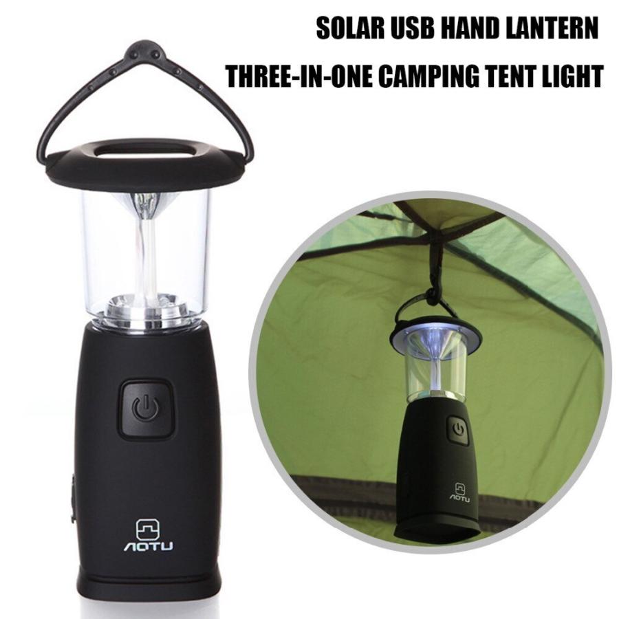 LED ランプ ランタン ポータブル ソーラー ライト 吊り下げ式 テント アウトドア 懐中電灯 ブラック