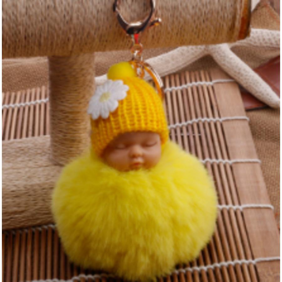 ベビー 赤ちゃん キーホルダー ポンポン ふわふわ チャーム ぬいぐるみ かわいい おしゃれ  Yellow