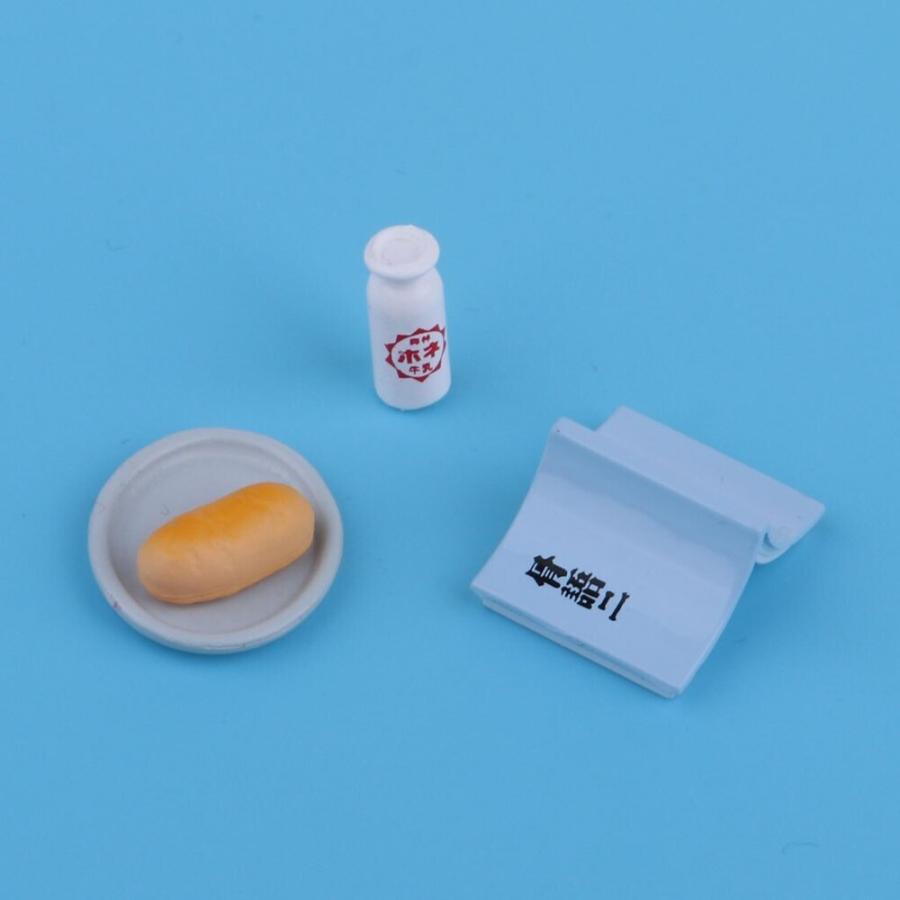 ドールハウス ミニチュア 4種類セット 学校 給食 パン 牛乳 教科書 モデル装飾 写真 小道具 子供が遊 