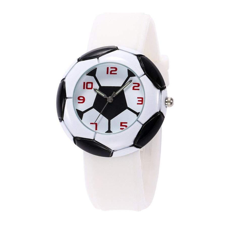 子供 キッズ 腕時計 サッカーボール アナログ シリコンベルト かわいい 男の子 プレゼント ギフト 白