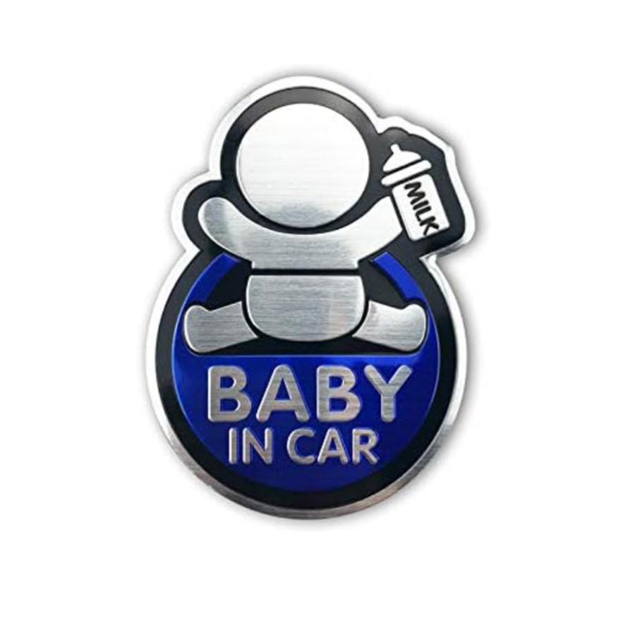 カー ステッカー ベビーインカー アルミ製 エンブレム シール 車用 チャイルドサイン  青