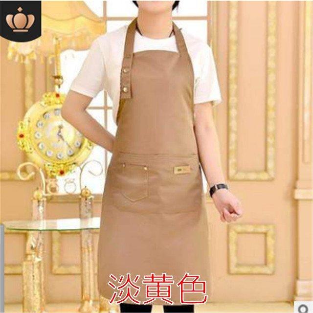 フルサイズ エプロン ポケット 無地 キッチン シェフ ウェイター|エプロン| | 淡黄色