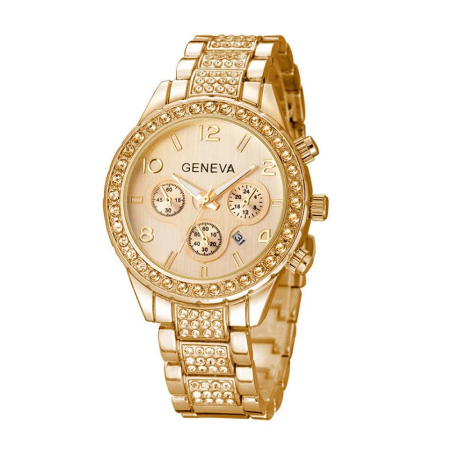 腕時計 レディース ゴールド GENEVA アナログ ウォッチ メタルバンド 装飾  ゴールド