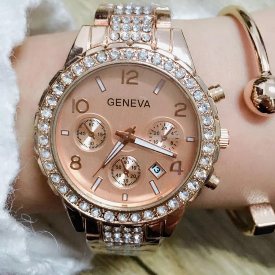 腕時計 レディース ゴールド GENEVA アナログ ウォッチ メタルバンド