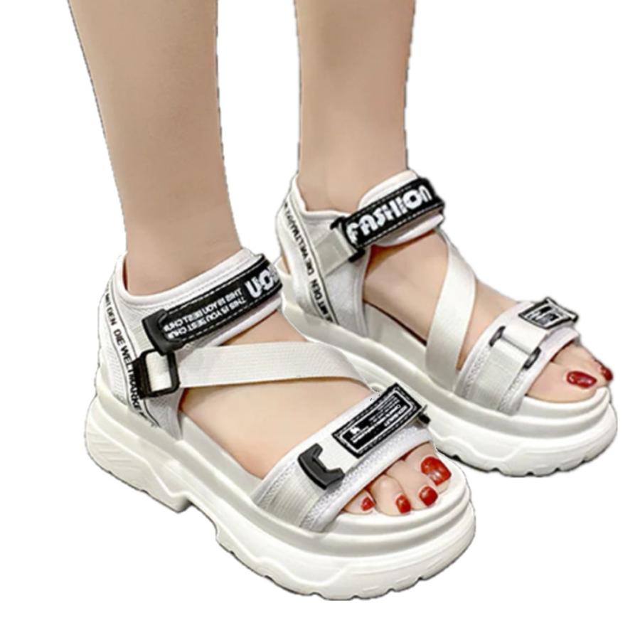 レディース おしゃれ かわいい 韓国 スニーカー サンダル 歩きやすい  厚底サン  白-24cm