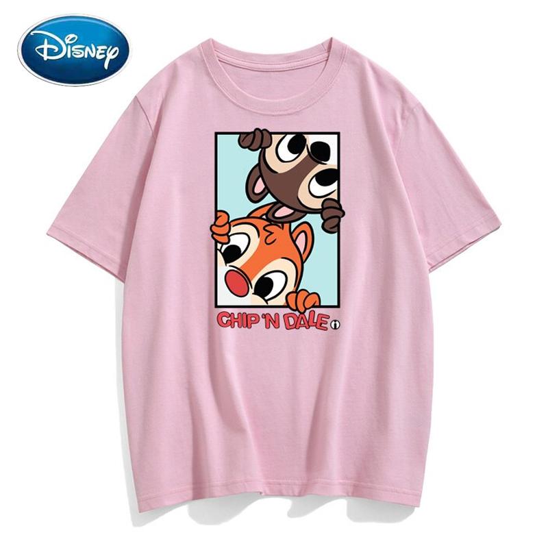 ディズニー tシャツ ファッション チップ デール シマリス レター プリント   ピンク-XXL