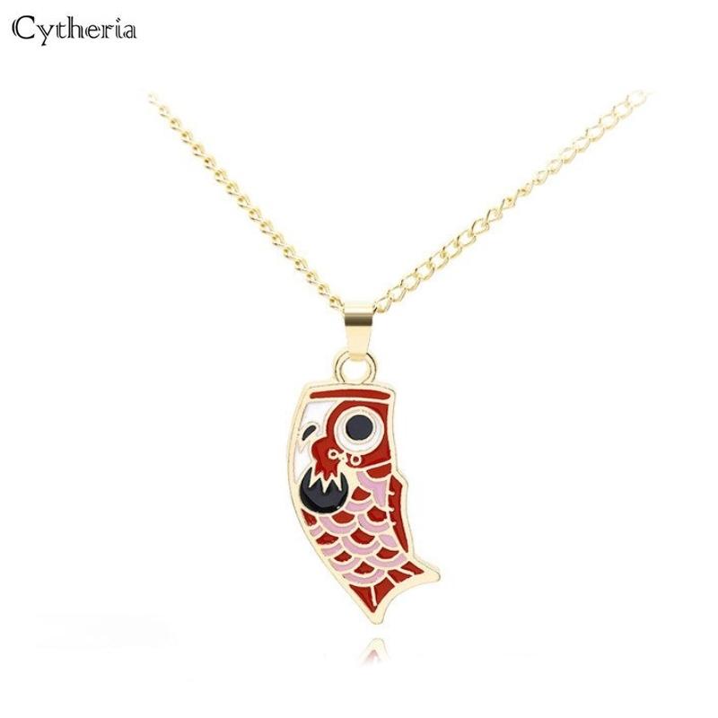 鯉 ネックレス こいのぼり かわいい  ジュエリー エナメル ペンダント 子供の日 おもしろ 赤