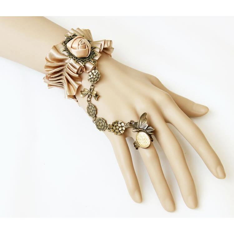 ブレスレット ローズ バタフライ チェーン リング ブレスレット ゴスロリ 甘ロリ ヴィジュアル系 