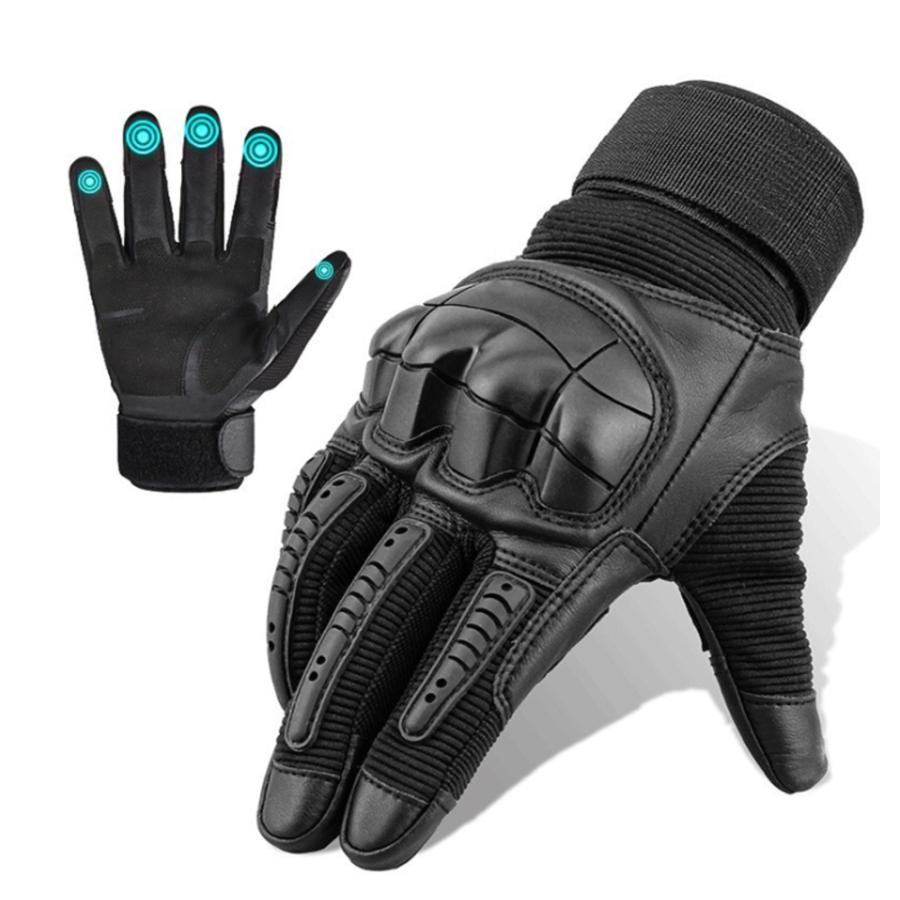 バイク 自転車 サイクリング サバイバル 手袋 グローブ 通気 ナックルガー  ブラック-XL
