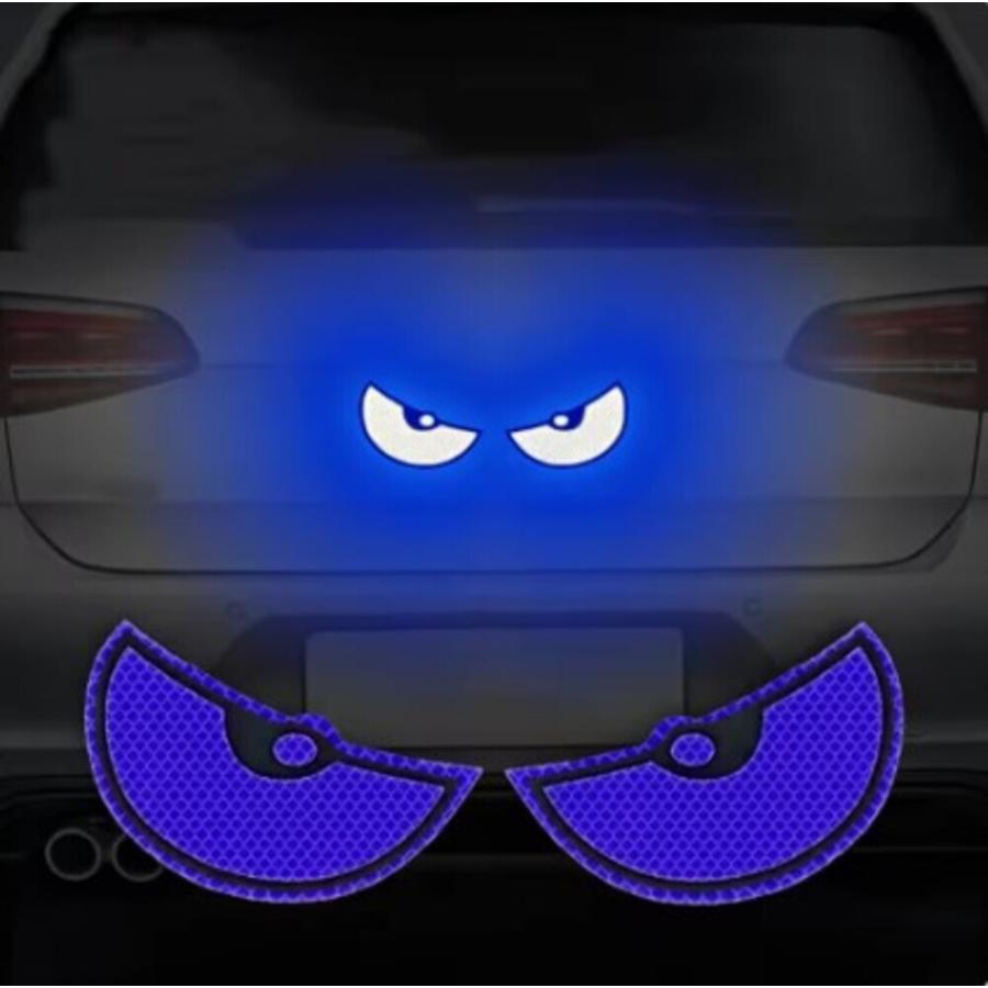 カーステッカー 目 リア 反射 ステッカー 夜間運転 トラック  バイク デカール 面白い キャッツアイ  青