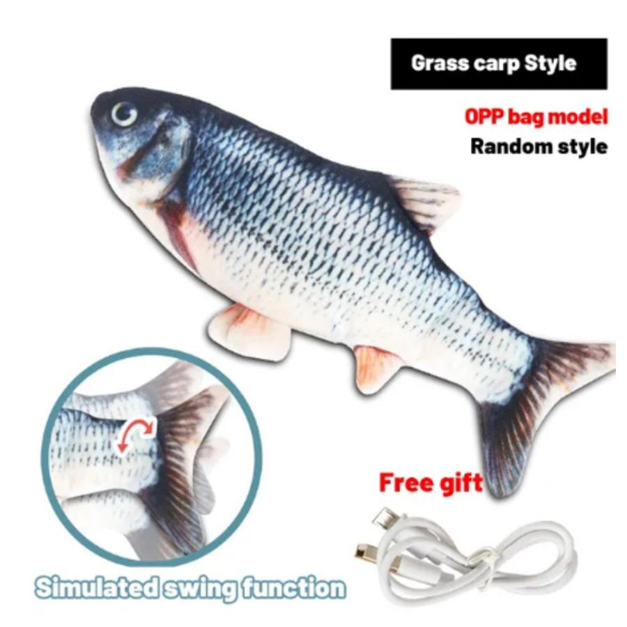 ペット 動く魚 犬 猫 おもちゃ ソフト ぬいぐるみ USB充電器付き ペット用品 おもちゃ かわいい 魚 