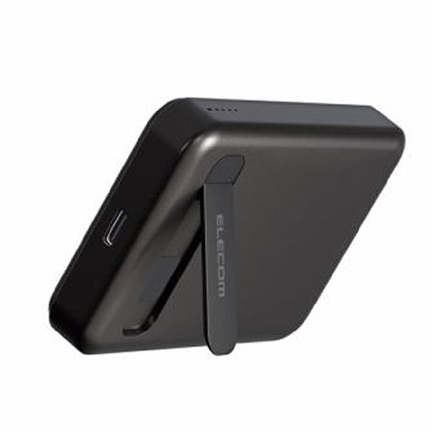 エレコム ワイヤレス モバイルバッテリー DE-C53-5000BK 5000mAh スタンド付き 黒