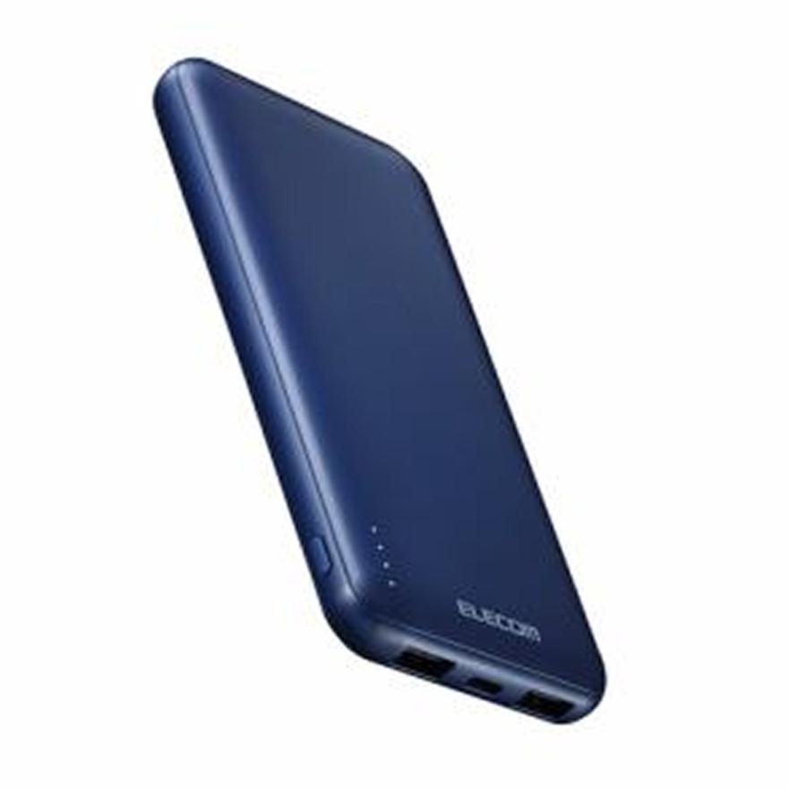エレコム 薄型 Qi コンパクト モバイルバッテリー DE-C66-10000BU 10000mAh 