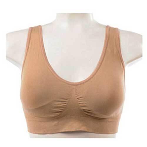 ブラジャー シームレス ノンワイヤー ベージュ スポーツブラ パッド入り 快適   ベージュXXXL