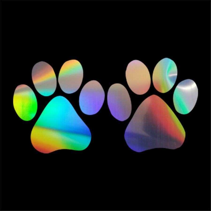 可愛い犬の足跡 肉球 車 デカール ウィンドウ ドア 壁 ラップトップ バンパー   シルバー