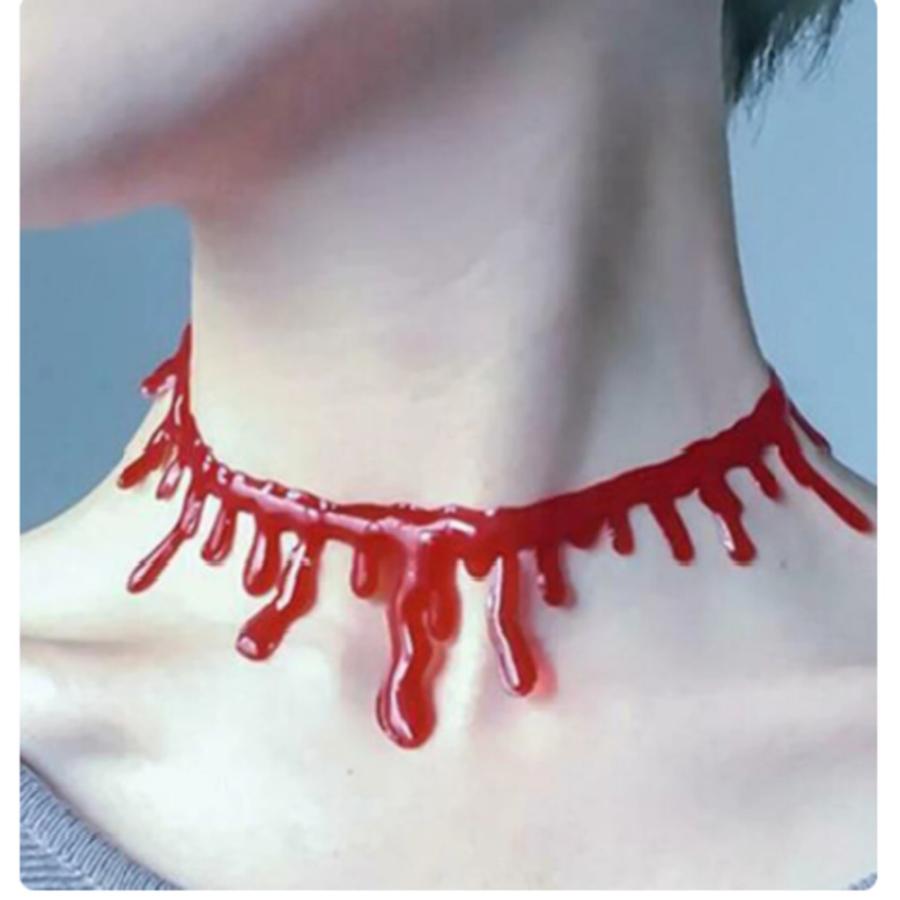 血糊 ネックレス 付け歯セット ハロウィン ホラー コスプレ 吸血鬼 ヴァンパイア 