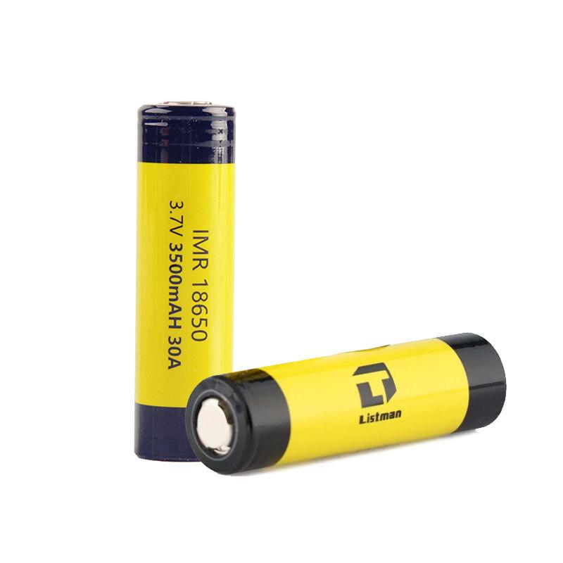 リストマン Listman IMR 18650 3500mAh 30A フラットトップ リチウム電池 2個 
