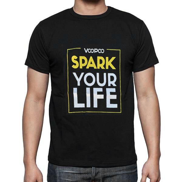 ブープー Voopooカジュアル Tシャツ vape T-Shirt メンズ SPARK YOUR LIFE ブラックL