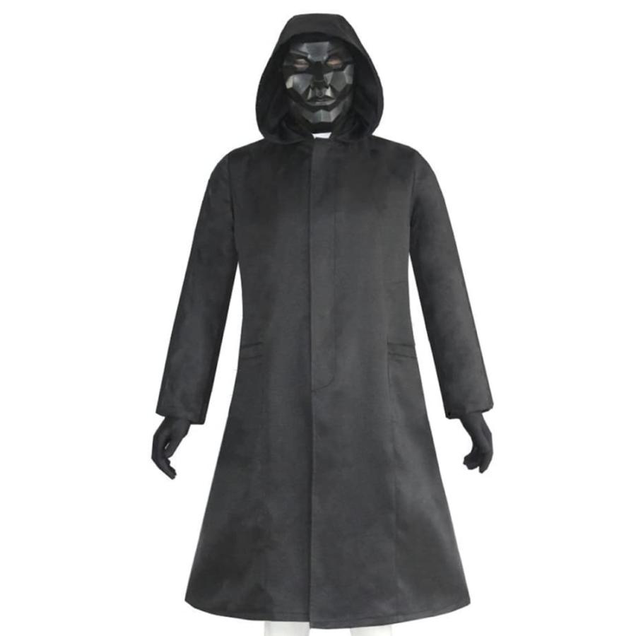 イカゲーム コスプレ 3点セット 悪魔 デーモン ホラー 幽霊 黒 フード付きローブ 衣装 忘年会