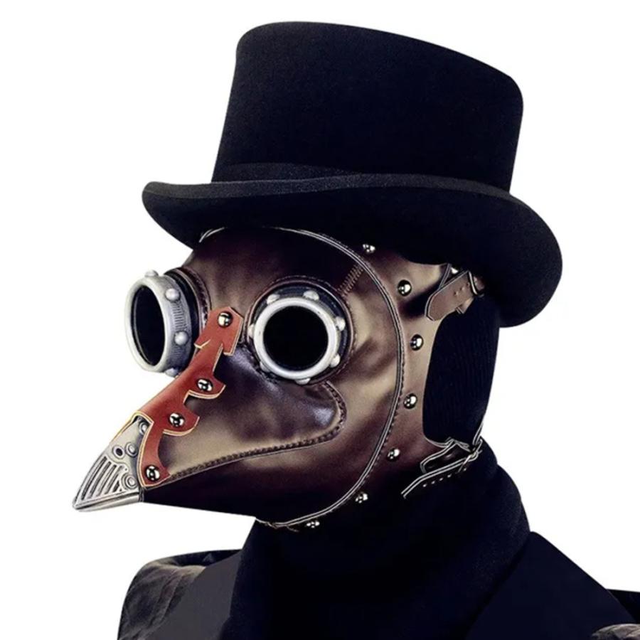 ハロウィン マスク コスプレ 仮装 仮面 中世 スチームパンク 鳥博士 ペストマスク ペスト医師   茶