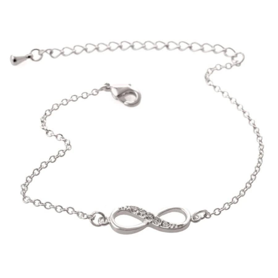 クリスタル ブレスレット チェーン アクセサリー 無限 メビウスの輪 インフィニティ シルバー