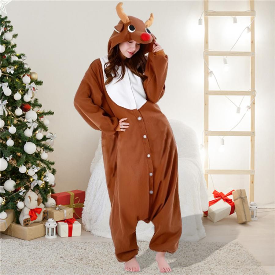 トナカイ コスプレ 着ぐるみ クリスマス パジャマ 衣装 パーティ イベント 宴会 ハロウィン レディース メンズ M