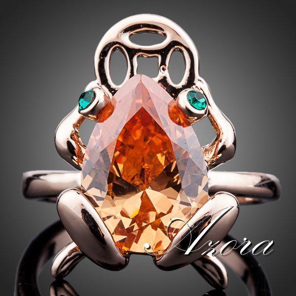 ジルコニア リング カエル 指輪 レディース ローズゴールド ファッション  直径16.5mm