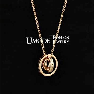 ローズゴールド 18K メッキ ネックレス ペンダント 三重リング  16ｍｍ